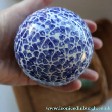 Load image into Gallery viewer, SINGLE Scottish Victorian Ceramic Carpet Bowl. Dark Blue Floral Pattern 
