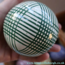 Load image into Gallery viewer, SINGLE Scottish Victorian Ceramic Carpet Bowl. Dark Green Check Pattern
