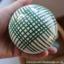 Load image into Gallery viewer, SINGLE Scottish Victorian Ceramic Carpet Bowl. Dark Green Check Pattern

