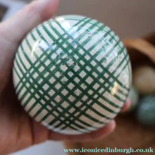 Load image into Gallery viewer, SINGLE Scottish Victorian Ceramic Carpet Bowl. Dark Green Check Pattern
