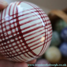 Load image into Gallery viewer, SINGLE Scottish Victorian Ceramic Carpet Bowl. Dark Red Check Pattern
