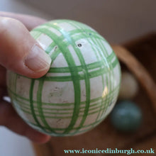 Load image into Gallery viewer, SINGLE Scottish Victorian Ceramic Carpet Bowl. Light Green Check Pattern
