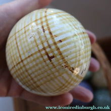 Load image into Gallery viewer, SINGLE Scottish Victorian Ceramic Carpet Bowl. Yellow Check Pattern 
