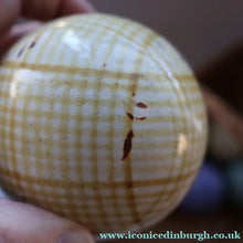 Load image into Gallery viewer, SINGLE Scottish Victorian Ceramic Carpet Bowl. Yellow Check Pattern 
