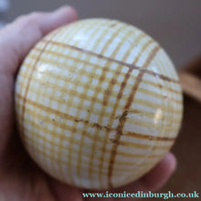 Load image into Gallery viewer, SINGLE Scottish Victorian Ceramic Carpet Bowl. Yellow Check Pattern 
