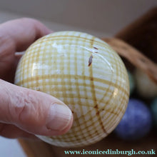 Load image into Gallery viewer, SINGLE Scottish Victorian Ceramic Carpet Bowl. Yellow Check Pattern 

