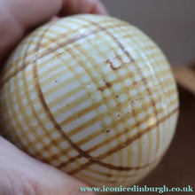 Load image into Gallery viewer, SINGLE Scottish Victorian Ceramic Carpet Bowl. Yellow Check Pattern 
