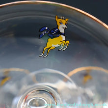 Load image into Gallery viewer, Set of SIX Vintage Matching 1970s BABYCHAM Coupe or Saucer Shape Glasses - with Brighter Yellow Bambi Motif
