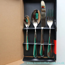 Load image into Gallery viewer, SIX BOXED SETS of ALESSI Nuovo Milano Cutlery. 4 Pieces (Knife, Fork, Spoon and Teaspoon) (24 Pieces)
