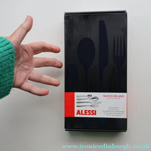 Load image into Gallery viewer, SIX BOXED SETS of ALESSI Nuovo Milano Cutlery. 4 Pieces (Knife, Fork, Spoon and Teaspoon) (24 Pieces)

