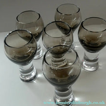 Load image into Gallery viewer, SIX Caithness CANISBAY LARGE Peat Coloured Wine Glasses. Space Age Shape. 5 1/4 inches in height
