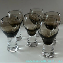 Load image into Gallery viewer, SIX Caithness CANISBAY LARGE Peat Coloured Wine Glasses. Space Age Shape. 5 1/4 inches in height
