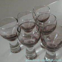 Load image into Gallery viewer, Set of Six Small Liqueur or Shot Glass Canisbay Caithness Purple Heather Shade
