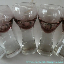 Load image into Gallery viewer, Set of Six Small Liqueur or Shot Glass Canisbay Caithness Purple Heather Shade
