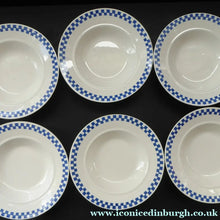 Load image into Gallery viewer, Six GERMAN ART DECO Waechtersbach Small Dessert Bowls: with Simple Blue and White Checked Rim
