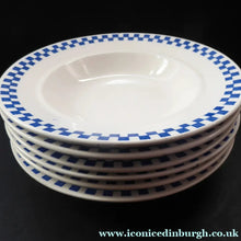 Load image into Gallery viewer, Six GERMAN ART DECO Waechtersbach Small Dessert Bowls: with Simple Blue and White Checked Rim
