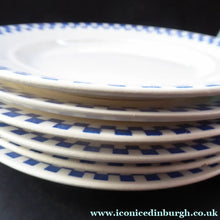 Load image into Gallery viewer, Six GERMAN ART DECO Waechtersbach Side Plates: with Simple Blue and White Checked Rim 

