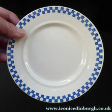 Load image into Gallery viewer, Six GERMAN ART DECO Waechtersbach Side Plates: with Simple Blue and White Checked Rim 

