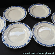 Load image into Gallery viewer, Six GERMAN ART DECO Waechtersbach Side Plates: with Simple Blue and White Checked Rim 


