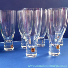 Load image into Gallery viewer, SIX LARGE 1950s HOLMEGAARD Kastrup CANADA Drinking Tumblers with Original Labels; 6 1/4 inches high
