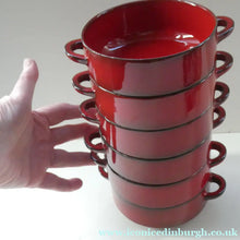 Load image into Gallery viewer, SIX RARE Villeroy &amp; Boch SOUP BOWLS. 1980s Granada Design with Red Glaze 
