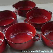 Load image into Gallery viewer, SIX RARE Villeroy &amp; Boch SOUP BOWLS. 1980s Granada Design with Red Glaze 
