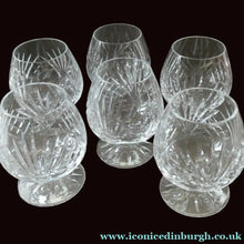 Load image into Gallery viewer, Set of SIX Matching Cut Crystal Brandy Glasses. Height 4 1/4 inches
