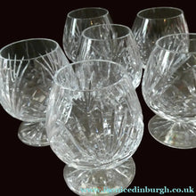 Load image into Gallery viewer, Set of SIX Matching Cut Crystal Brandy Glasses. Height 4 1/4 inches
