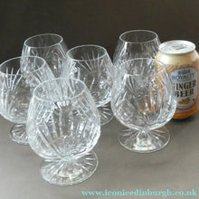 Load image into Gallery viewer, Set of SIX Matching Cut Crystal Brandy Glasses. Height 4 1/4 inches
