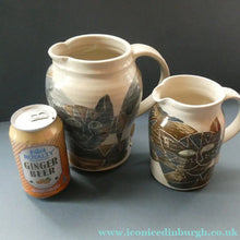 Load image into Gallery viewer, 1986 Scottish STUDIO POTTERY Jug by Irma Demianczuk. Decorated with Cats and Mouse Motifs
