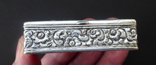 Load image into Gallery viewer, ANTIQUE 1870s Indian Chased Silver Oblong Snuff Box. TRICHINOPOLY.
