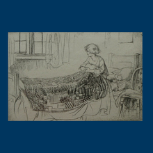 Load image into Gallery viewer, Cute Original Etching by EILEEN ALICE SOPER (1905 - 1990). Bedtime. Published 1922. Signed in Pencil
