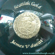 Load image into Gallery viewer, Scottish Gold James V Ducat Copy Resin Paperweight ScotGold of Banchory
