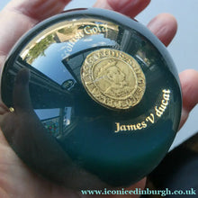 Load image into Gallery viewer, Scottish Gold James V Ducat Copy Resin Paperweight ScotGold of Banchory
