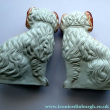 Load image into Gallery viewer, Red and White Patches. Antique Staffordshire Chimney Spaniels Dogs. Victorian
