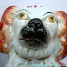 Load image into Gallery viewer, Red and White Patches. Antique Staffordshire Chimney Spaniels Dogs. Victorian
