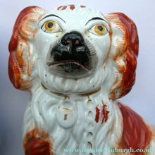 Load image into Gallery viewer, Red and White Patches. Antique Staffordshire Chimney Spaniels Dogs. Victorian
