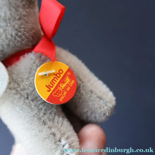 Load image into Gallery viewer, Miniature Steiff Miniature Elephant (EAN 1305/09) with Button Yellow Ribbon and Paper Label - Vintage Teddy Bear
