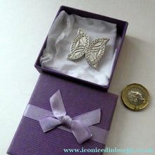 Load image into Gallery viewer, Unusual little STERLING SILVER Brooch in the Form of an Abstract Celtic Butterfly
