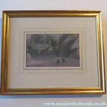 Load image into Gallery viewer, Strange 1890s VICTORIAN Watercolour by Thomas Carleton Grant. Two Boys Playing Marbles in a Village Square
