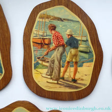Load image into Gallery viewer, STRANGE 1950s Wooden Plate Mats - with Stylish Seaside or 1950s Beach Illustrations on each
