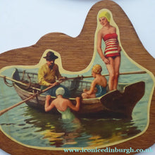Load image into Gallery viewer, STRANGE 1950s Wooden Plate Mats - with Stylish Seaside or 1950s Beach Illustrations on each
