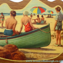 Load image into Gallery viewer, STRANGE 1950s Wooden Plate Mats - with Stylish Seaside or 1950s Beach Illustrations on each
