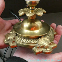 Load image into Gallery viewer, Antique Brass CLASSICAL Table Lamp with Shell &amp; Sunflower Motifs. MILK GLASS SHADE
