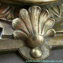 Load image into Gallery viewer, Antique Brass CLASSICAL Table Lamp with Shell &amp; Sunflower Motifs. MILK GLASS SHADE
