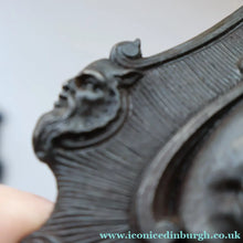Load image into Gallery viewer, Strange Antique German Wall Pocket Match Holder. Cast Iron with Head of a Valkyrie 
