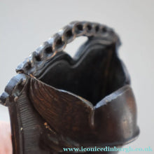 Load image into Gallery viewer, Strange Antique German Wall Pocket Match Holder. Cast Iron with Head of a Valkyrie 
