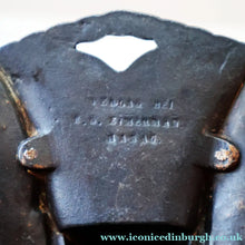 Load image into Gallery viewer, Strange Antique German Wall Pocket Match Holder. Cast Iron with Head of a Valkyrie 
