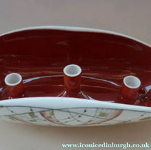 Load image into Gallery viewer, Strange FOLEY China Candle Holder Dish. Designed by Maureen Tanner. Rare PISCATORI (Fish) Pattern; 1960s
