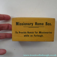 Load image into Gallery viewer, Mauchline Vintage 1930s MISSIONARY Fruitwood Collection Box
